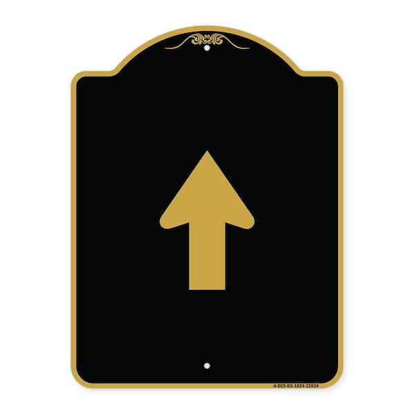 Straight Thru Sign-Straight Thru Sign, Black & Gold Aluminum Sign, 18" x 24", BG-1824-22834